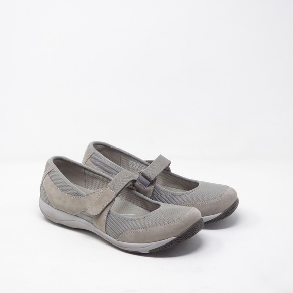 Dansko Shoes - Dansko Hennie Womens Mary Jane Shoes Gray Leather Mesh Walking Flats 39 / 8.5